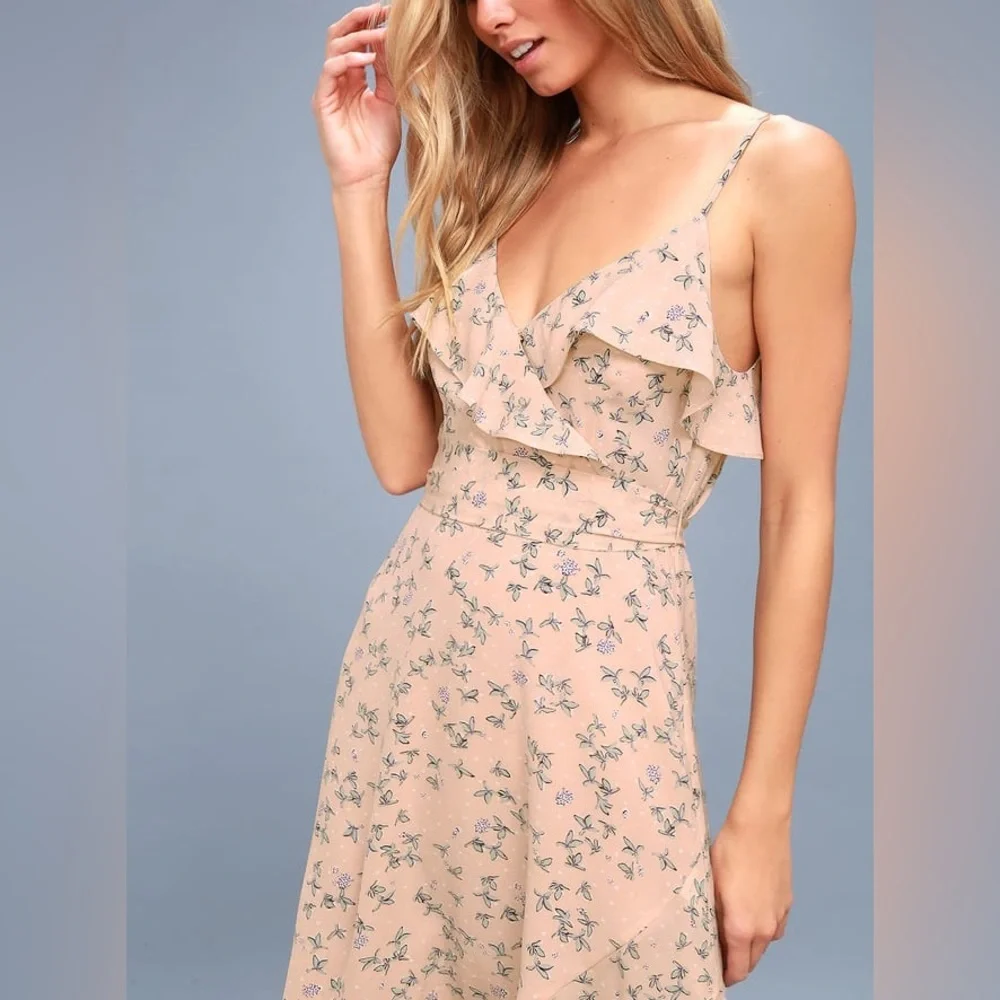 Lulu's Pink Floral Midi Dress - Picture 3 of 14